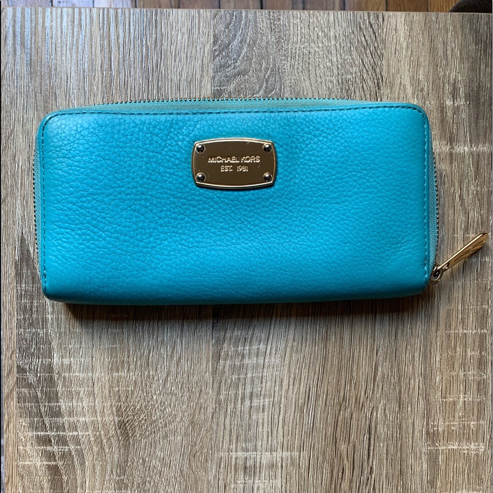 Michael Kors Blue Zip Around Wallet
